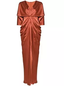 Amsale платье с драпировкой и завязками, коричневый