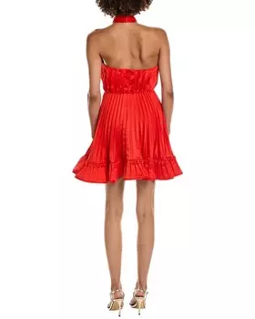 AMUR Amiri Плиссированное мини-платье с бретелькой на бретельках, красный