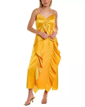 AMUR Leena плиссированное макси-платье, желтый