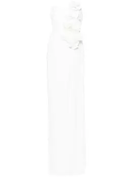 Ana Radu макси-платье с цветочной аппликацией, белый
