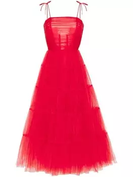 Ana Radu многоярусное макси-платье, красный