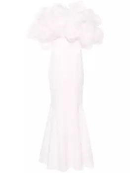 Ana Radu платье макси с цветочной аппликацией, белый