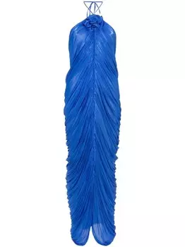 Ana Radu платье макси с цветочной аппликацией, синий