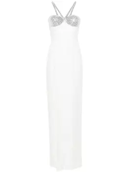 Ana Radu платье макси с кристаллами, белый