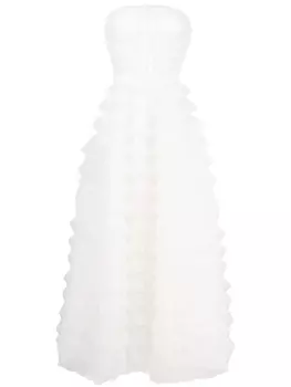 Ana Radu платье макси с оборками, белый