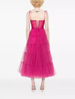 Ana Radu платье миди из тюля, розовый