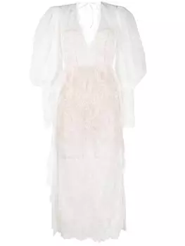 Ana Radu платье миди с кружевом, белый