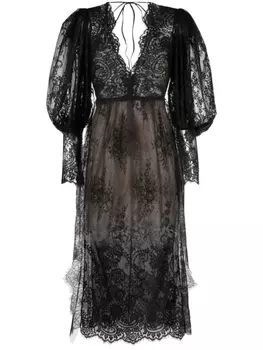 Ana Radu платье миди с кружевом, черный
