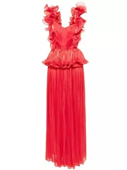Ana Radu платье плиссе с оборками, красный