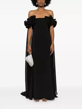 Ana Radu платье с цветочной аппликацией, черный