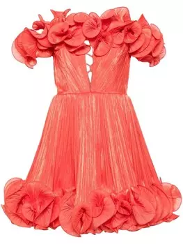 Ana Radu платье с оборками, оранжевый