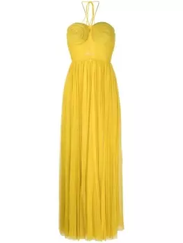 Ana Radu плиссированное платье с вырезом халтер, зеленый