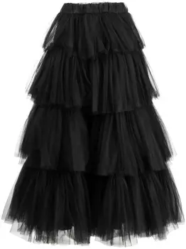Ana Radu ярусная юбка миди из тюля, черный