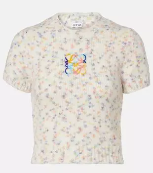 Анаграмма ребристый трикотажный топ Loewe, White/Multicolor