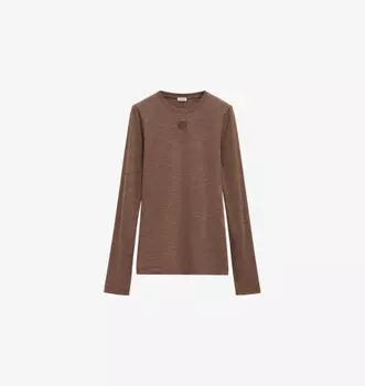 Анаграмма-Вышитый топ из шерстяной смеси с длинными рукавами Loewe, коричневый