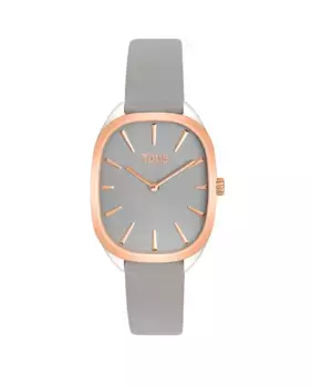 Аналоговые часы Heritage IPRG из розовой стали с серым кожаным ремешком Tous, серебряный
