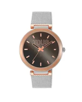 Аналоговые часы S-Mesh Mirror с коричневым циферблатом Tous, серебряный