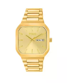 Аналоговые часы с подсветкой, золотой стальной браслет IPG Tous, золотой