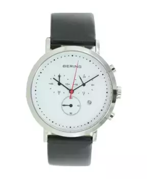 Аналоговые кварцевые наручные часы из классической коллекции с ремешком из телячьей кожи и сапфировым стеклом 10540-404 Bering, серый