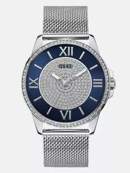 Аналоговые сетчатые часы синего и серебристого цвета Guess Factory