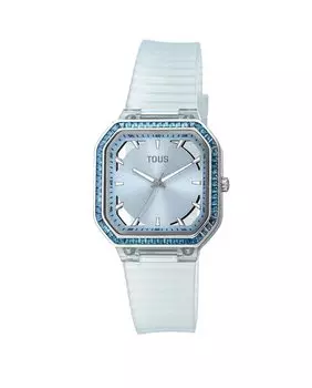 Аналоговые женские часы Gleam Fresh из голубой IP-стали с цирконами Tous, синий