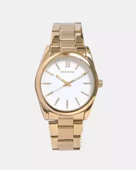 Аналоговые женские часы из золотой стали с белым циферблатом Brownie, золотой