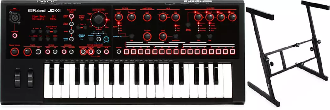 Аналоговый/цифровой синтезатор Roland JD-Xi с комплектом вокодера и сценическими стойками KS7350 Folding-Z Keyboard Stand Roland + On-Stage JD-XI=1 KS7350=1