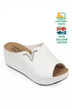 Анатомические тапочки для мам на мягкой удобной подошве на танкетке Capone Outfitters, белый