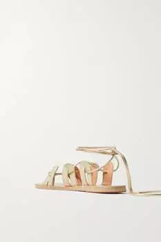 ANCIENT GREEK SANDALS Кожаные сандалии Aristide с металлизированной вышивкой, золото