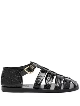 Ancient Greek Sandals сандалии Homeria с тиснением под кожу крокодила, черный