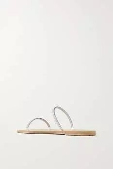 ANCIENT GREEK SANDALS сандалии Saita из металлизированной кожи с кристаллами, серебро