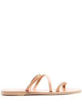 Ancient Greek Sandals шлепанцы с эмалью, коричневый