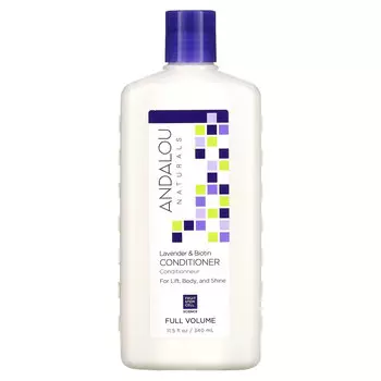 Andalou Naturals, Кондиционер, для объема, густоты, блеска, сияния волос, поднимает от корней, лаванда и биотин, 11,5 ж. унц. (340 мл)