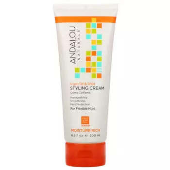 Andalou Naturals, крем для укладки волос, аргановое масло и масло ши, глубокое увлажнение, 200 мл (6,8 жидк. унции)