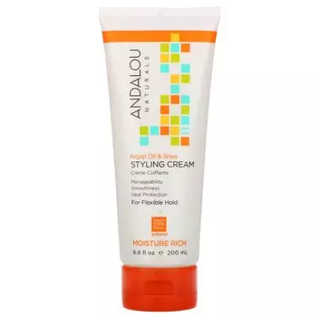 Andalou Naturals Крем для укладки волос аргановое масло и масло ши насыщение влагой 6,8 жидких унций (200 мл)