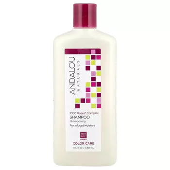Andalou Naturals, шампунь, для ухода за окрашенными волосами, интенсивное увлажнение, комплекс 1000 роз, 340 мл (11,5 жидк. унции)