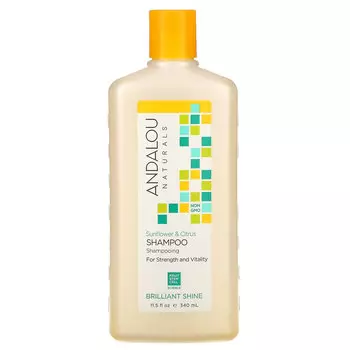 Andalou Naturals, шампунь для укрепления, придания бриллиантового блеска и густоты, подсолнечник и цитрусовые, 340 мл (11,5 жидк. унций)