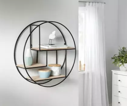Andas декоративная настенная полка "Круг", металл 50х50х12,5 см, черный
