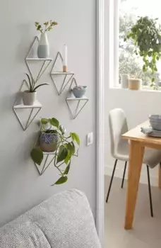 Andas декоративная настенная полка "Rauten Rudel", (набор, 5 шт.), декоративная полка, настенное украшение, из металла 16,5х24х10 см, золотой/белый