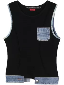 Andersson Bell топ Kris со вставками из денима, черный