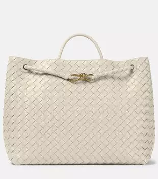 Andiamo большая сумка-тоут из кожи Intrecciato Bottega Veneta, Sea Salt-M B-Sea Sa