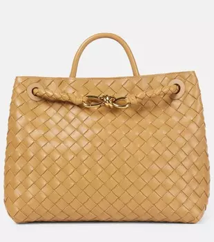 Andiamo Intrecciato средняя кожаная сумка-тоут Bottega Veneta, DARK PRA-MB-DARK PRA