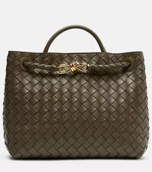 Andiamo Intrecciato средняя кожаная сумка-тоут Bottega Veneta, Cypress-M B-Cypress