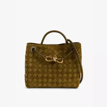 Andiamo маленькая кожаная сумка с верхней ручкой Bottega Veneta, зеленый