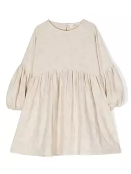 Andorine floral-jacquard puff-sleeve dress, нейтральный цвет