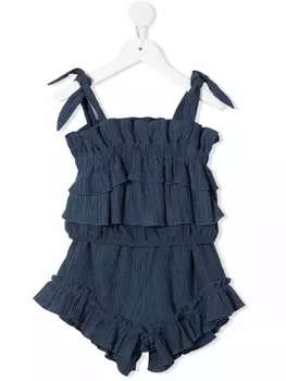 Andorine комплект из топа и шортов с оборками, синий