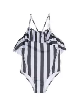 Andorine купальник в полоску с оборками, черный