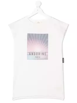 Andorine платье без рукавов с логотипом, белый