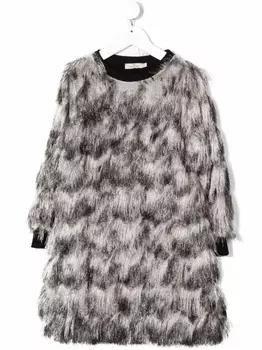 Andorine платье с длинными рукавами и бахромой, черный