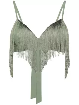 ANDREA IYAMAH топ-бралетт Obi с бахромой, зеленый